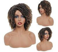 Perruques synthétiques tressées de 20,3 cm pour femme noire - Perruque dreadlock synthétique avec extrémités bouclées - Résistante à la chaleur - Perruque afro crépue - Courte