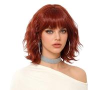 Perruques tendance avec frange droite en fibre synthétique - Entretien facile et maintien sûr - Accessoire de coiffure en fibre