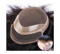 Perruques Toupet for hommes Mono Top & NPU périmètre et Lace Front hommes toupet 6 "unité de système de cheveux humains ligne de cheveux naturelle # 1B perruques de remplacement masculines respirantes