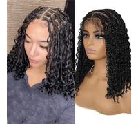 Perruques Tressées Courtes Synthétiques Femmes Perruques De Tresses De Boîte Sans Noeuds Perruques De Tresse Frontale Pleine Dentelle Avec Des Cheveux De Bébé Perruques Tressées Cornrow