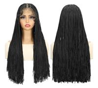 Perruques tressées fantaisie sans nœuds for femmes noires, perruque synthétique sans colle à Double dentelle tressée(Full Lace,20 inch)