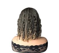 Perruques Tressées For Femmes Noires, Perruque Bob Tressée Avec Tresse Bouclée, Boîte De Déesse, Cheveux Synthétiques De Couleur Marron, Faux Cuir Chevelu Court(T1B/27)