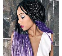 Perruques tressées noires et violettes pour femme noire - Longue perruque ombrée - Cheveux synthétiques résistants à la chaleur - 66 cm