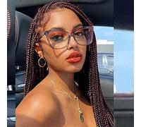 Perruques tressées pour femme noire - Cheveux synthétiques longs et raides - Aspect naturel - Sans nœuds - Cheveux tressés à la main - 66 cm