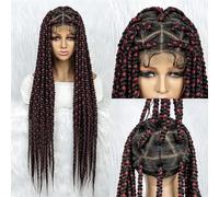 Perruques Tressées Pour Femmes Noires Perruque Avant En Dentelle Synthétique Grande Boîte Sans Noeuds Tresses Perruque Blonde Dentelle Cornrow Perruques Tressées
