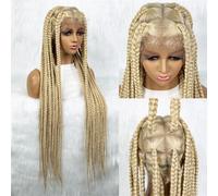 Perruques Tressées Pour Femmes Noires Pleine Dentelle Cornrow Tresses Synthétique Dentelle Avant Perruque Grand Carré Sans Noeuds Boîte Tresses Perruque Blonde Perruque