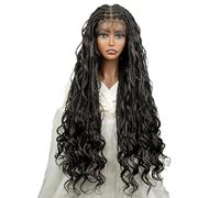 Perruques tressées sur le devant en dentelle, 36 pouces 360 ° HD Full Lace sans nœuds tressés avec cheveux fins, perruque longue blonde tressée en boîte pour femmes noires