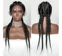Perruques Tressées Synthétiques De 26 Pouces Pour Femmes, Perruque Lace Front Wig Tressée De Couleur Blonde 27 À 613, Perruque Lace Front Wig Torsadée
