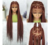 Perruques Tressées Synthétiques Transparentes HD, Tresses Tressées, Boîte Sans Nœuds, Tresses Cornrow