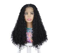 Perruques Two strands of thin braids with curly hair, women's split length full head cover Perruque dames