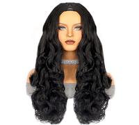 Perruques U Part V Part Wig - perruque synthétique Yaki Body Wave douce, demi-perruque sans colle résistante à la chaleur, for femmes noires, tenue et Go Perruque dames(V Part,26inches)