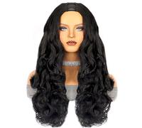 Perruques U Part V Part Wig - perruque synthétique Yaki Body Wave douce, demi-perruque sans colle résistante à la chaleur, for femmes noires, tenue et Go Perruque dames(U Part,22INCHES)