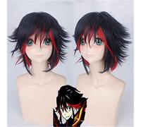 Perruques universelles d'anime tuer La Kill Matoi Ryuko perruque de Cosplay pour les femmes courte perruque de cheveux synthétiques bouclés noir et rouge dégradé de couleur
