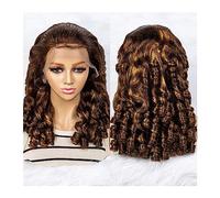 Perruques Vague lâche ondulée perruques de cheveux humains 13x4 dentelle frontale Brailizan perruques de cheveux bouclés Bob avec des cheveux de bébé for les femmes noires Perruque dames(Size:P4-27 18