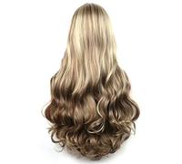 Perruques Wavy Cheveux Synthetic Wig Long Blue Cosplay Perruques for Femmes Couleur Rouge Rose Rose Blonde Purple Brun Vert Black Bourgogne pour Une fête Quotidienne (Color : P4/613, Size : 28inches