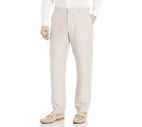 Perry Ellis Linen Blend Dress Pants, Flat Front, Durable Twill, Regular Fit, Breathable & Lightweight Pantalon, Chevrons en Lin Naturel, 30 W/30 L Homme