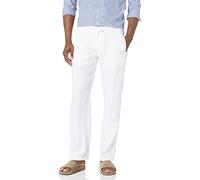 Perry Ellis Men's Drawstring Linen Pant, Bright White, 32