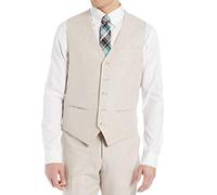 Perry Ellis Men's Linen Five Button Vest, Natural Linen, Small