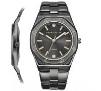 Perry Ellis Montre Homme Slim Diamond - Cadran Octogone Gris Sunray - Bracelet en alliage de bronze - Étanche Analogique