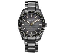 Perry Ellis Montre Homme Solaire - Cadran Rond Gunmetal et Bracelet Alliage Résistant à l'Eau Analogique