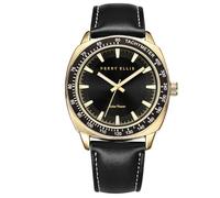 Perry Ellis Montre pour homme à énergie solaire - Montre analogique en cuir végétalien résistante à l'eau 43 mm avec lunette tachymètre en aluminium, choix de cadeau élégant