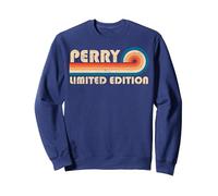 Perry Retro 70s 80s Sunset Stripe Sweatshirt, Unisexe pour Adultes, Bleu Marine, M
