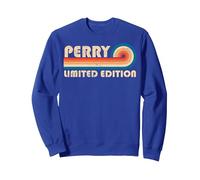 Perry Surname Retro Vintage 80s 90s Birthday Reunion Sweatshirt, Unisexe pour Adultes, Bleu Royal, XL