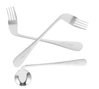 PERSELOSO 1 ensemble Ustensiles de Repas Ergonomiques pour Personnes Âgées Cuillère Inclinée et Fourchette Aide à Alimentation pour Patients Situation de Handicap Vaisselle Acier Inoxydable