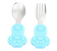 PERSELOSO 1ensemble Set De Couverts Acier Inoxydable Avec Cuillère Et Fourchette Silicone Pour Garçon Fille Pour Dîner Et Apprentissage De Alimentation Design Ergonomique Et Antidérapant