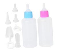 PERSELOSO 2ensembles Set De Biberons Allaitement pour Chiots Et Chatons avec Brosse De Nettoyage Anti-fuites Kit De Nourrissage Pratique Et Complet Rose Et Bleu