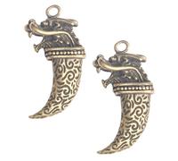 PERSELOSO 2pcs Pendentifs en Laiton Décoratifs et Pratiques de Dent de Dragon pour Porte-clés, Accessoires Artisanaux Décoration Visites à Domicile