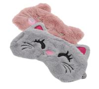 PERSELOSO 2pièces Masque De Sommeil Peluche Cache-œil Animal Mignon Chat Chat Souriant Pour Sommeil Apaisant Et Ininterrompu