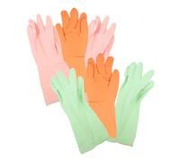 PERSELOSO 3 paires Gants de Ménage Réutilisables Latex Antidérapants Longs pour Nettoyage Vaisselle et Tâches Ménagères Lot de Colorées