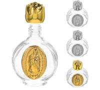 PERSELOSO 4 Pièces Bouteille d'eau Bénite en Verre Cristal Bouchon en Alliage Orné de Rose, Portable et Résistante pour Prières Personnelles et Voyages Chrétiens