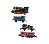 PERSELOSO 4 pièces Trains à Vapeur Rétro Alliage Jouets à Tirer sans Batterie Modèle Éducatif Antichoc pour Garçon Fille Set de Trains Colorés et Cadeau Garçon