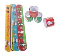 PERSELOSO 48 Pièces Bracelet à Claquer Thème Noël PVC Cartoon Accessoire pour Fêtes et Remplisseurs de Bas de Noël