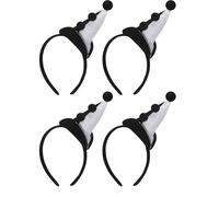 PERSELOSO 4pièces Serre-têtes Clown Noir et Blanc avec Chapeaux Hauts Accessoires de Déguisement Halloween et Carnaval Bandeaux Cosplay Ajustables pour Fêtes et Festivals
