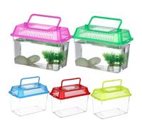 PERSELOSO 5 pièces Boîte Dalimentation Plastique pour Reptiles et Poissons Aquarium Portable Lot de Couleurs Mélangées Habitat Ventilé pour Tortues et Petits Animaux
