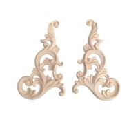 PERSELOSO Applique en Bois Sculpté Beige 2pcs pour Décoration Murale, Portes et Armoires, Style Classique Délicat, Incrustation Sculptée pour Intérieur