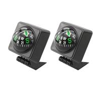 PERSELOSO Boussole de Tableau de Bord Noire 2pcs en Abs et Verre, Accessoire Voiture Étanche, Outil Indispensable pour Voyage en Plein Air Facile à Retirer