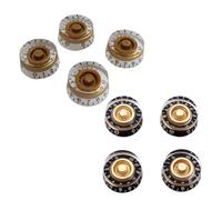 PERSELOSO Boutons de Volume et Tonalité Noir et Jaune Set de 4 en Acrylique Facile à Installer Design Vintage, Grosse Endurance Couleur Aléatoire pour Guitare Électrique