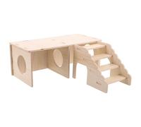 PERSELOSO Cachette en Bois pour Petit Animal avec Échelle, Tunnel Multi-Chambres pour Hamster, Décor Intérieur pour Cage, Améliore L'expérience Visuelle et L'interaction