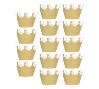 PERSELOSO Caissettes à Cupcakes Lot de 36 Pièces en Papier Irisé Or de Couronne 36 Présentation Élégante, Utilisation Polyvalente pour Fête et Shower