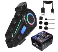 PERSELOSO Casque Moto sans Fil Étanche avec Microphone Intégré Casque Audio Moto Léger Confortable pour Appels Mains Ouvertes Musique et GPS Lumières Intégrées