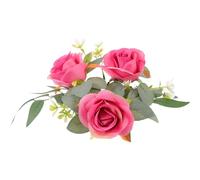 PERSELOSO Couronne de Bougies Artificielle Rose Fuchsia, Anneau Décoratif pour Bougie Pilier, Centre de Table Mariage, Décoration Élégante pour Vitrines et Tables, 1 Pièce