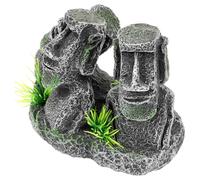 PERSELOSO Décor Moaï Artificiel en Résine pour Aquarium Poisson, Ornement Léger et Pratique, pour Décoration de Bureau et Événements