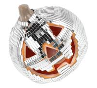 PERSELOSO Décoration Citrouille d'halloween en Verre et Matériau Composite avec Mosaïque Miroir Argentée, Résistante aux Intempéries, Facile à Nettoyer pour Balcon ou Salon Ambiance Festive