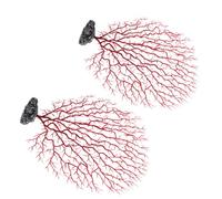 PERSELOSO Décoration D'aquarium 2pcs Coraux Artificiels Rouges en Plastique, Ornement Récifal Réaliste pour Aquarium, Recrée Un Naturel et Lumineux