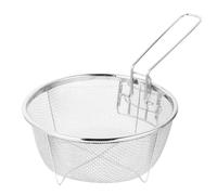 PERSELOSO Écumoire de Cuisson en Acier Inoxydable, Panier Filtrant Rond pour Friteuse, Résistant et Pliable, Maison et Restaurant, Passoire à Friture pour Légumes et Viandes, 1 Pièce