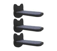 PERSELOSO Ensemble de 3 étagères murales pour Chats - Étagère Flottante en Bois pour Chat d'intérieur - Marches murales avec Coussinets en Feutre antidérapants - Mobilier pour Chatons - Noir